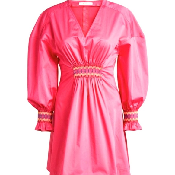 10 Crosby Derek Lam Katrina Bright Pink Smocked Mini Dress Cover-Up NWOT - Picture 8 of 8